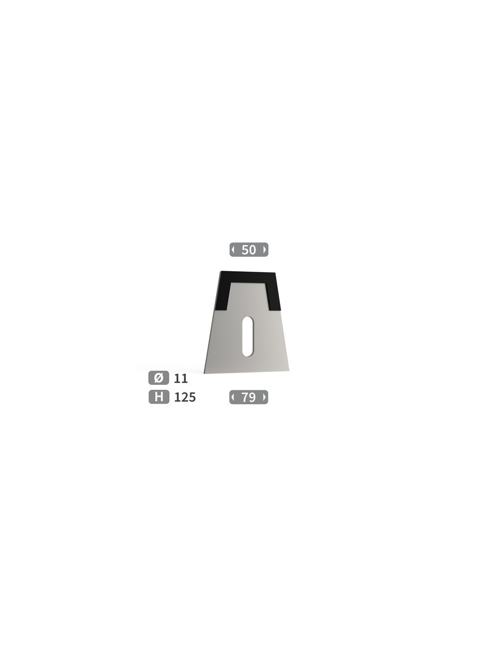 Grattoir avec plaquettes carbure trapézoïdal pour Packer, largeur : 50 mm côté carbure.