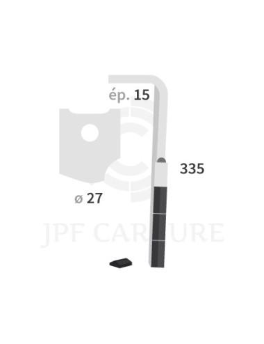 Dent de herse rotative droite 3 plaquettes carbure, fixation rapide.