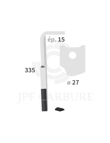 Dent de herse rotative droite 2 plaquettes carbure, fixation rapide.