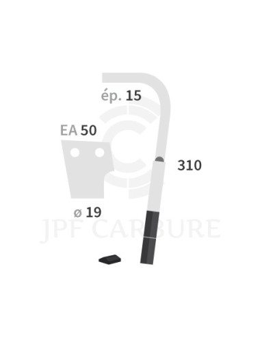 Dent de herse rotative droite 2 plaquettes carbure.