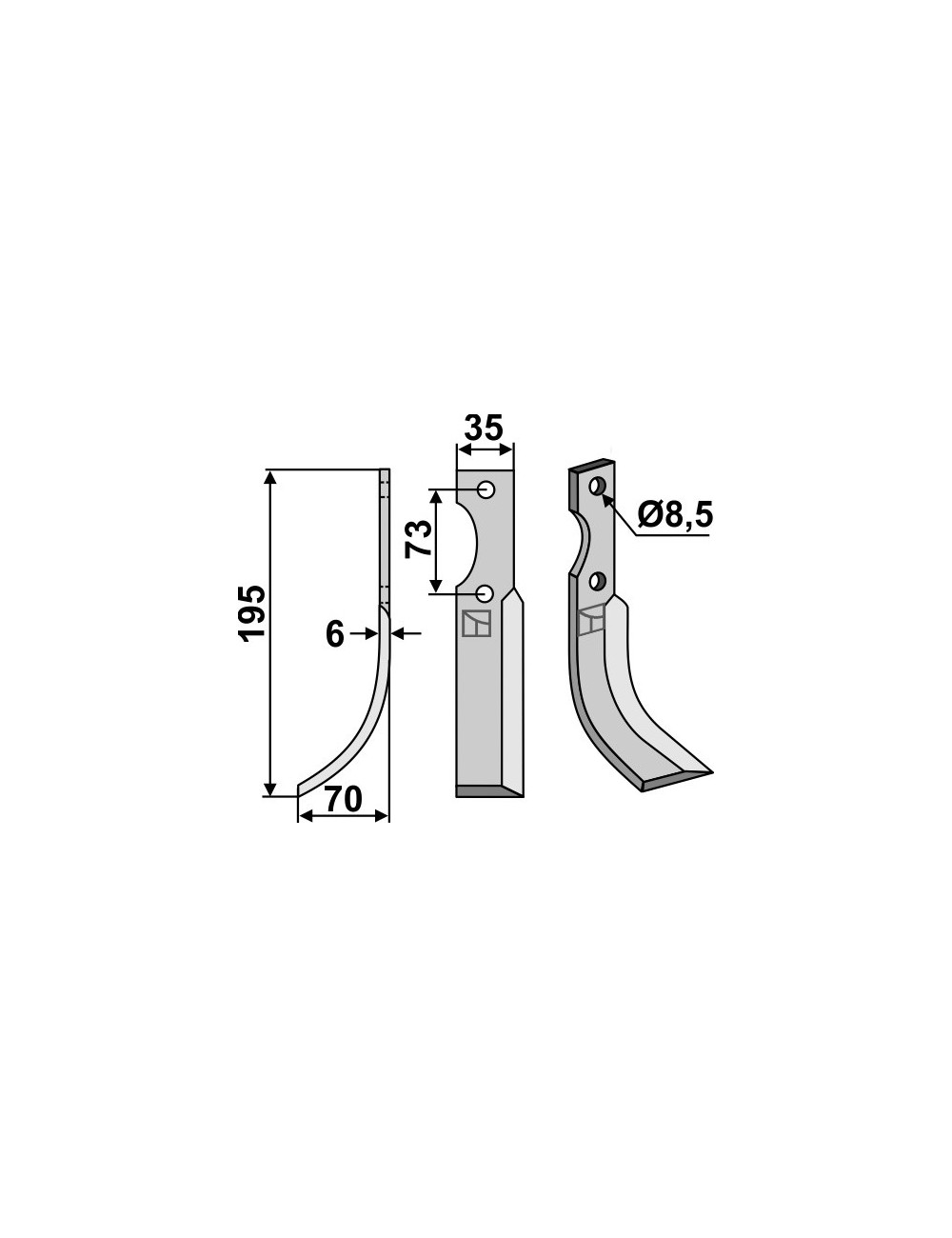 Couteau, modèle gauche