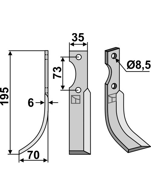 Couteau, modèle gauche