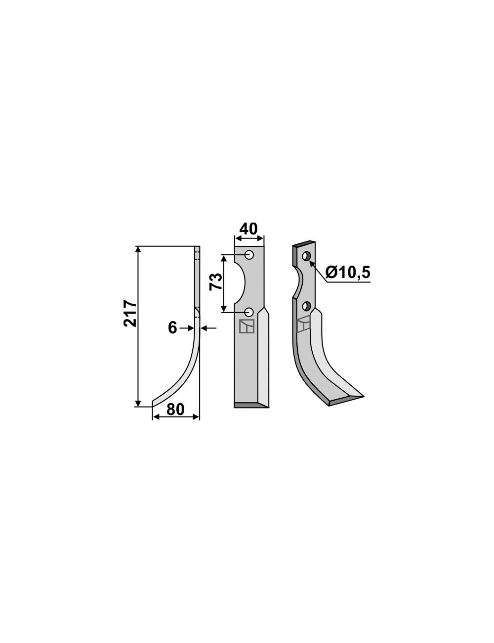 Couteau, modèle gauche