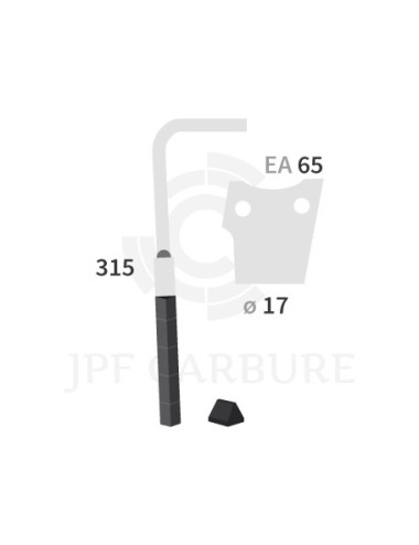 Dent de herse rotative gauche 3 plaquettes carbure triangulaires PKE VKE KG30.