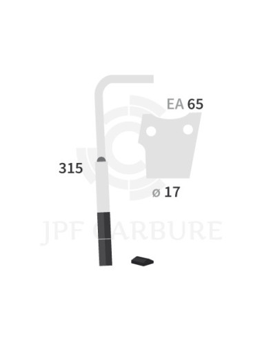 Dent de herse rotative gauche 2 plaquettes carbure