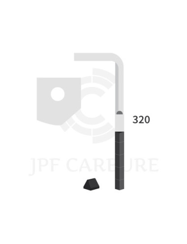 Dent de herse rotative droite 3 plaquettes carbure triangulaires, fixation rapide
