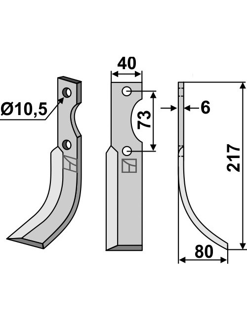 Couteau, modèle droit