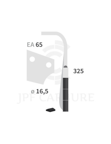 Dent de herse rotative droite 3 plaquettes carbure.