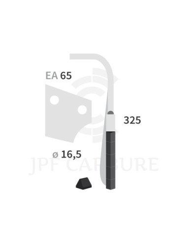 Dent de herse rotative droite 3 plaquettes carbure triangulaires.