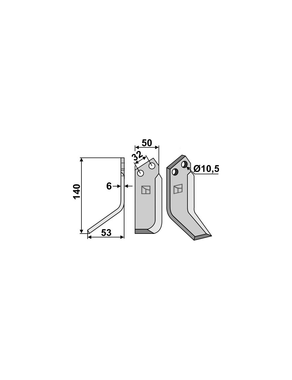 Couteau, modèle gauche