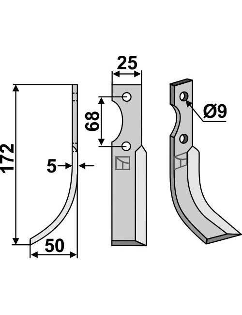 Couteau, modèle gauche