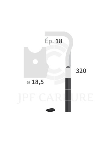 Dent de herse rotative droite 3 plaquettes carbure, fixation rapide Toptiller.