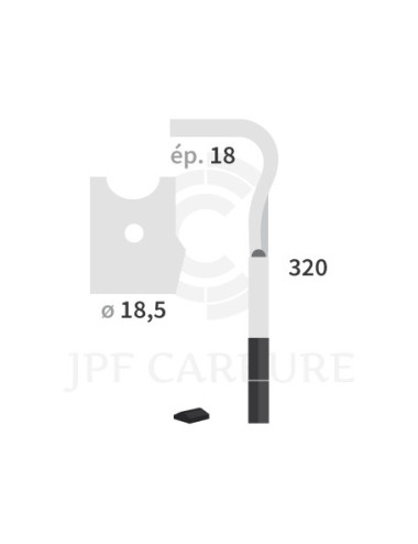 Dent de herse rotative droite 2 plaquettes carbure, fixation rapide Toptiller.