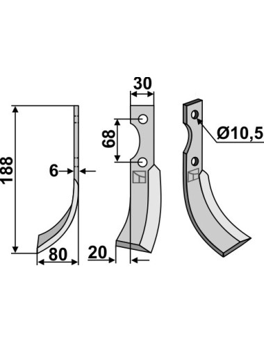 Couteau, modèle gauche