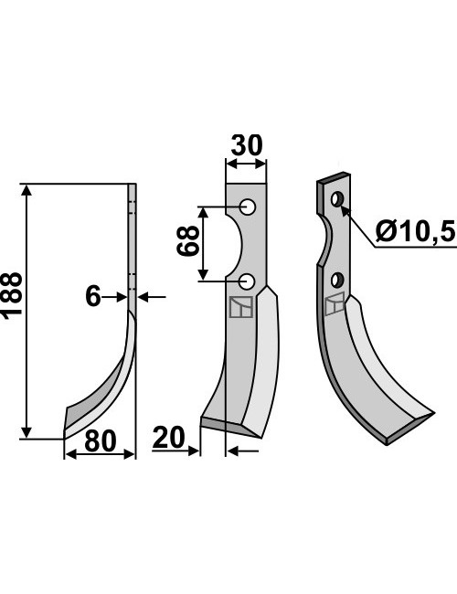 Couteau, modèle gauche