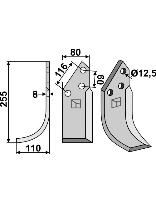 Couteau, modèle gauche