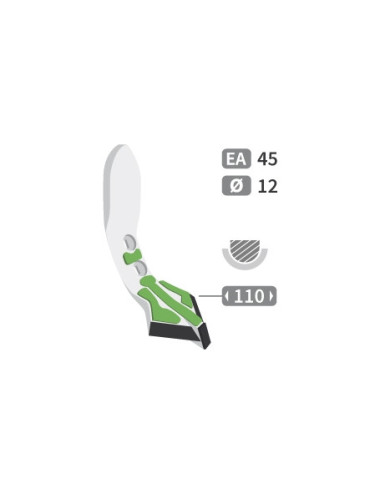 Soc cultivateur avec plaquettes carbure et rechargement, largeur 110 mm