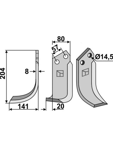 Couteau, modèle gauche