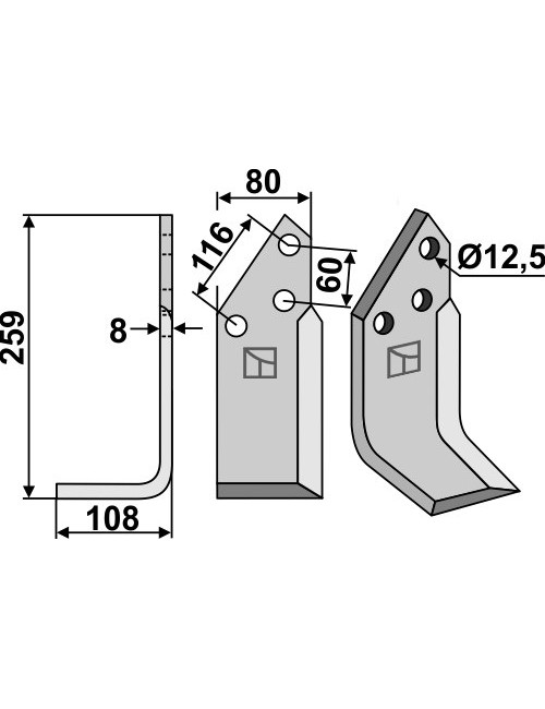 Couteau, modèle gauche