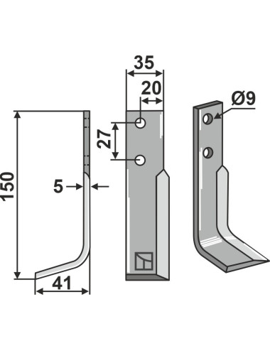 Couteau, modèle gauche