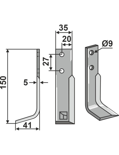 Couteau, modèle gauche