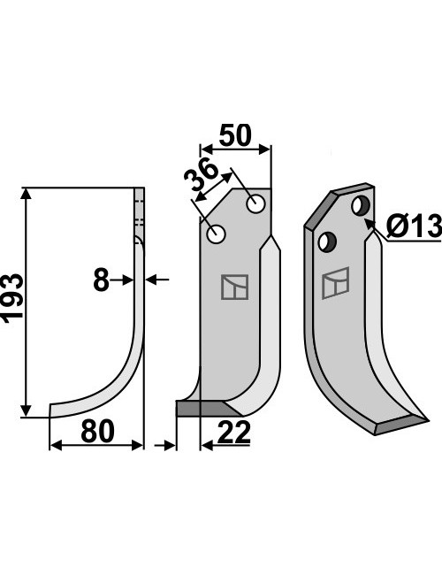 Couteau, modèle gauche