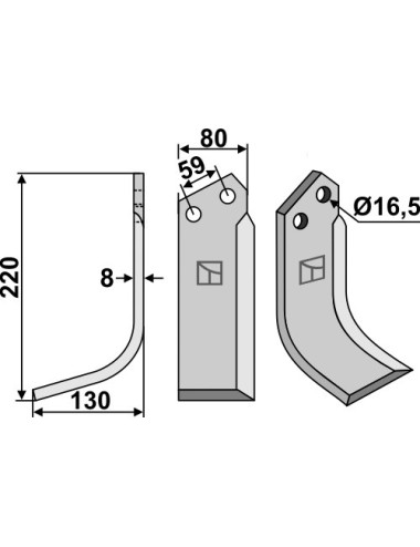 Couteau, modèle gauche