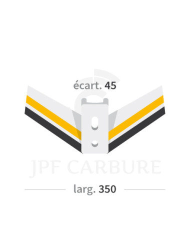 Aileron de déchaumeur avec plaquettes carbure et rechargement, écartement de fixation 45mm.