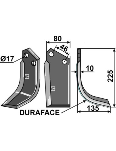 Couteau DURAFACE, modèle droit