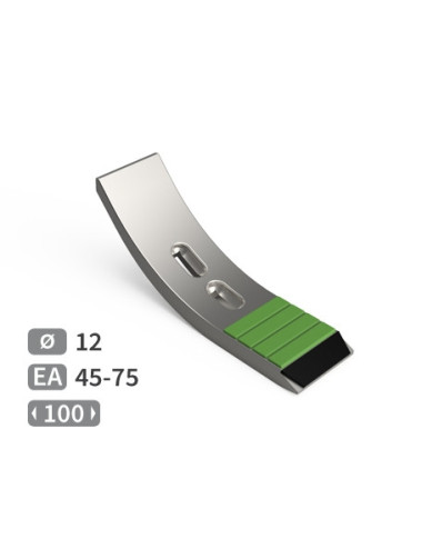 Soc de cultivateur diamètre 12 mm avec plaquettes carbure et rechargement, fixation lumière 45-75 mm.