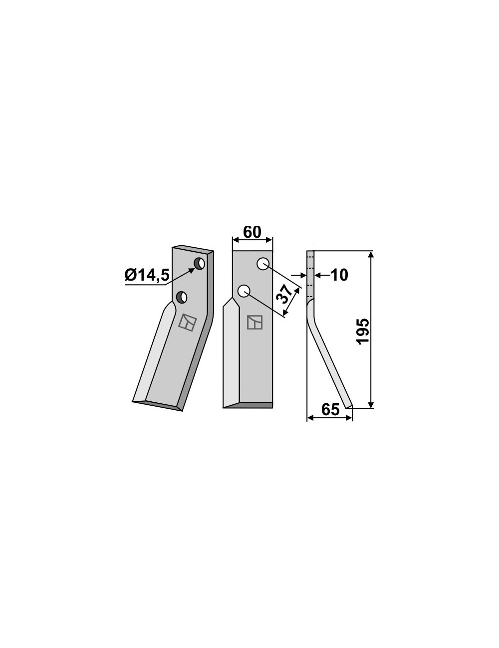 Dent rotative, modèle droit