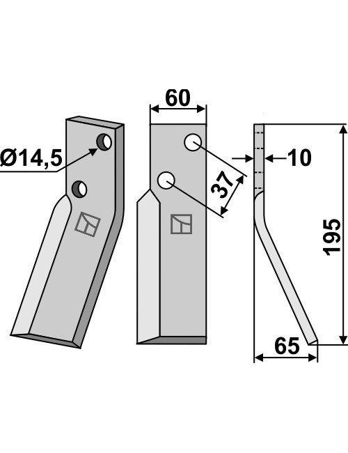 Dent rotative, modèle droit