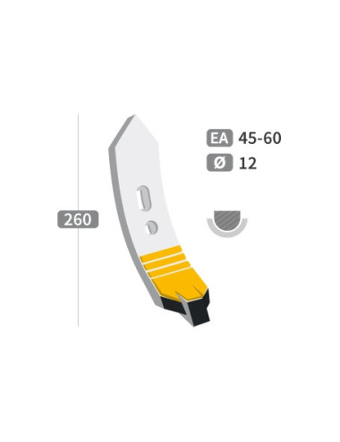 Soc de cultivateur avec plaquettes carbure et rechargement, fixation lumière 45-60 mm.