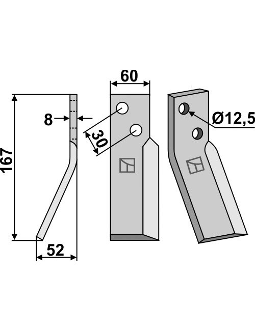 Dent rotative, modèle gauche