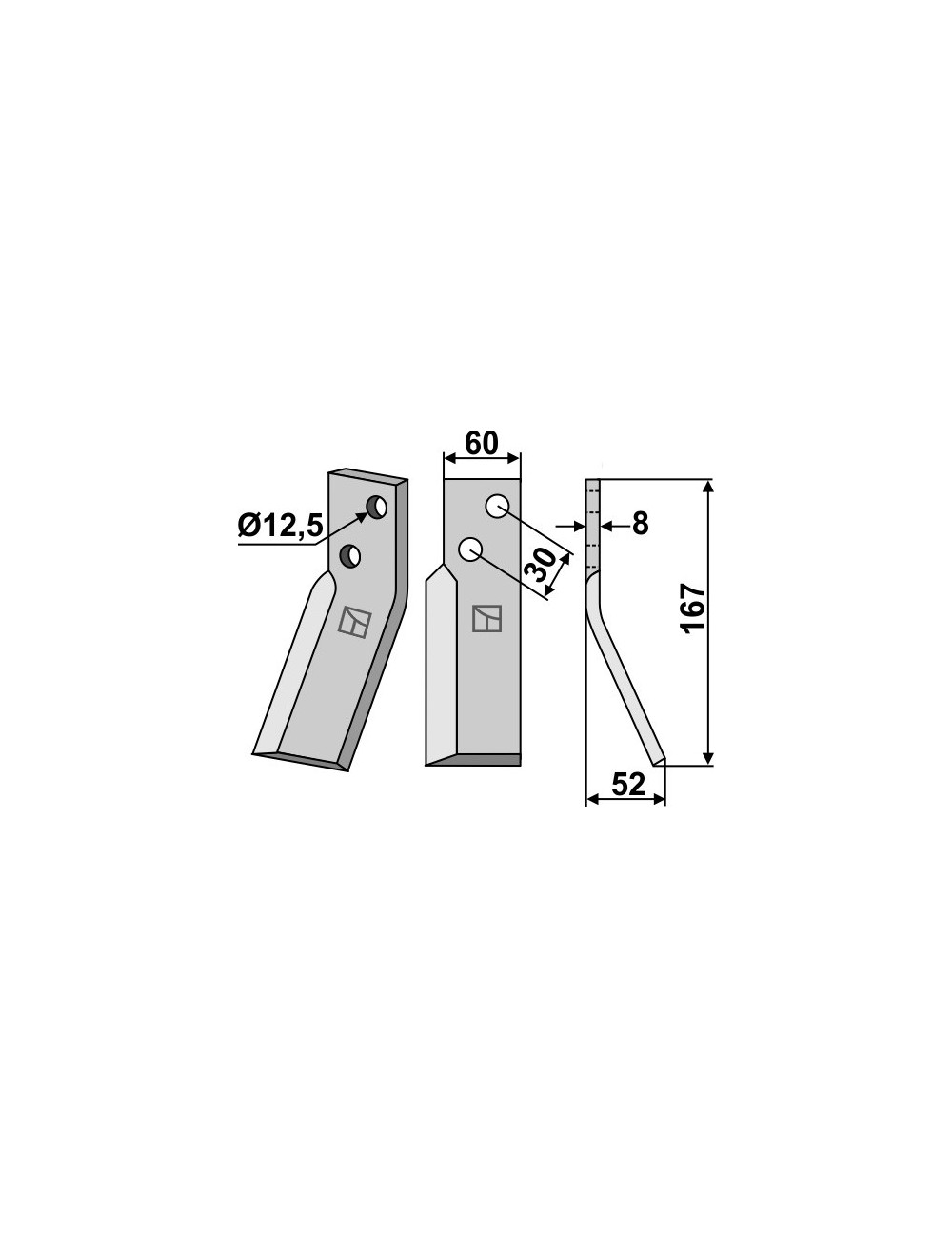 Dent rotative, modèle droit