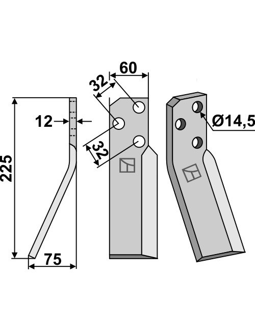 Dent rotative, modèle gauche