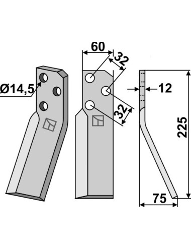 Dent rotative, modèle droit