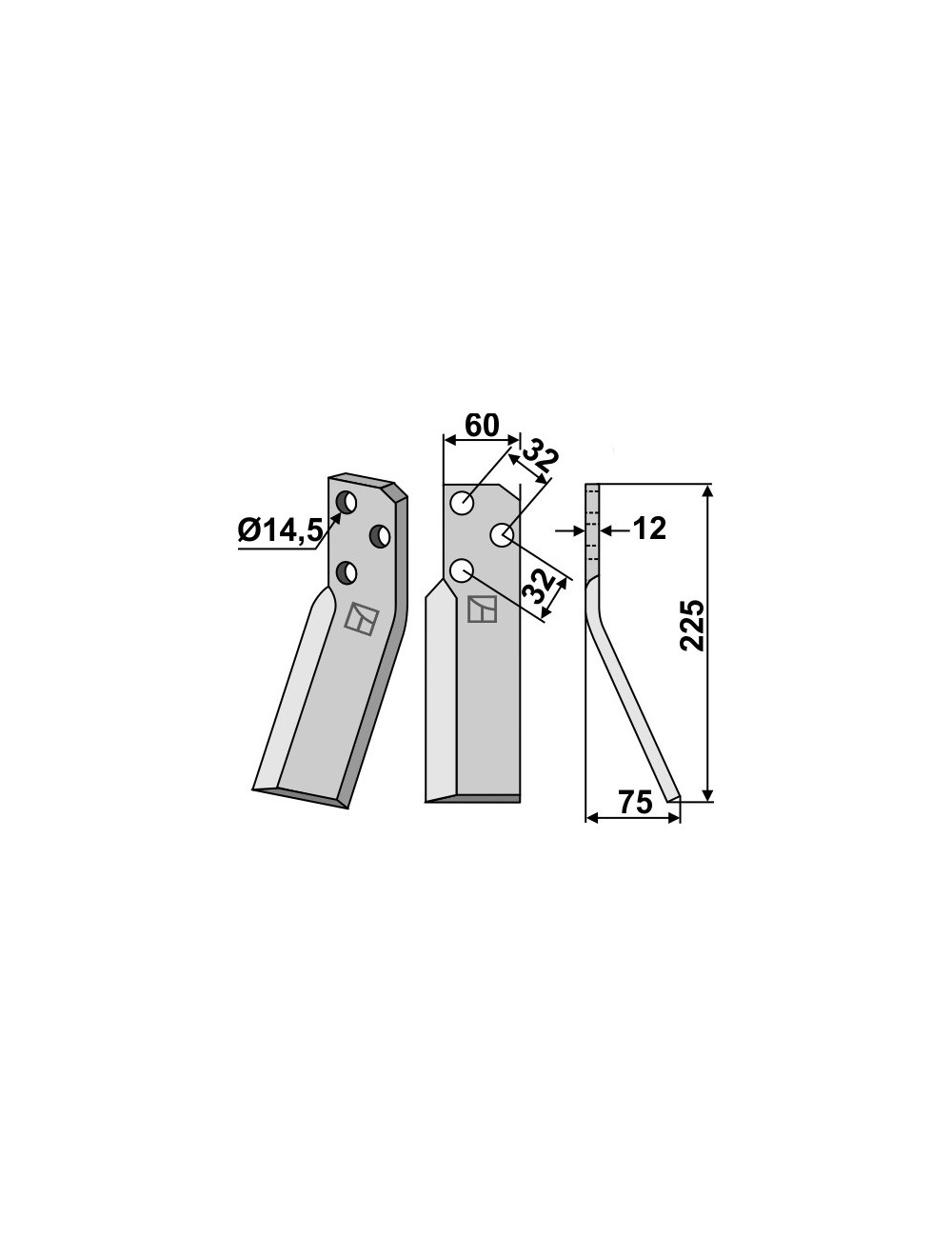 Dent rotative, modèle droit