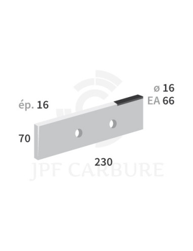 Couteau 2 trous avec plaquettes carbure pour épandeur.