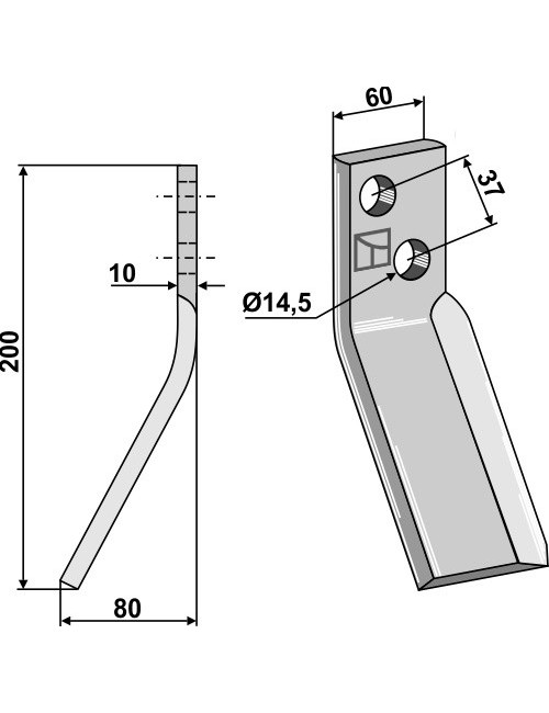 Dent rotative - modèle gauche