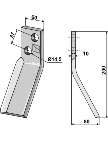 Dent rotative - modèle droit