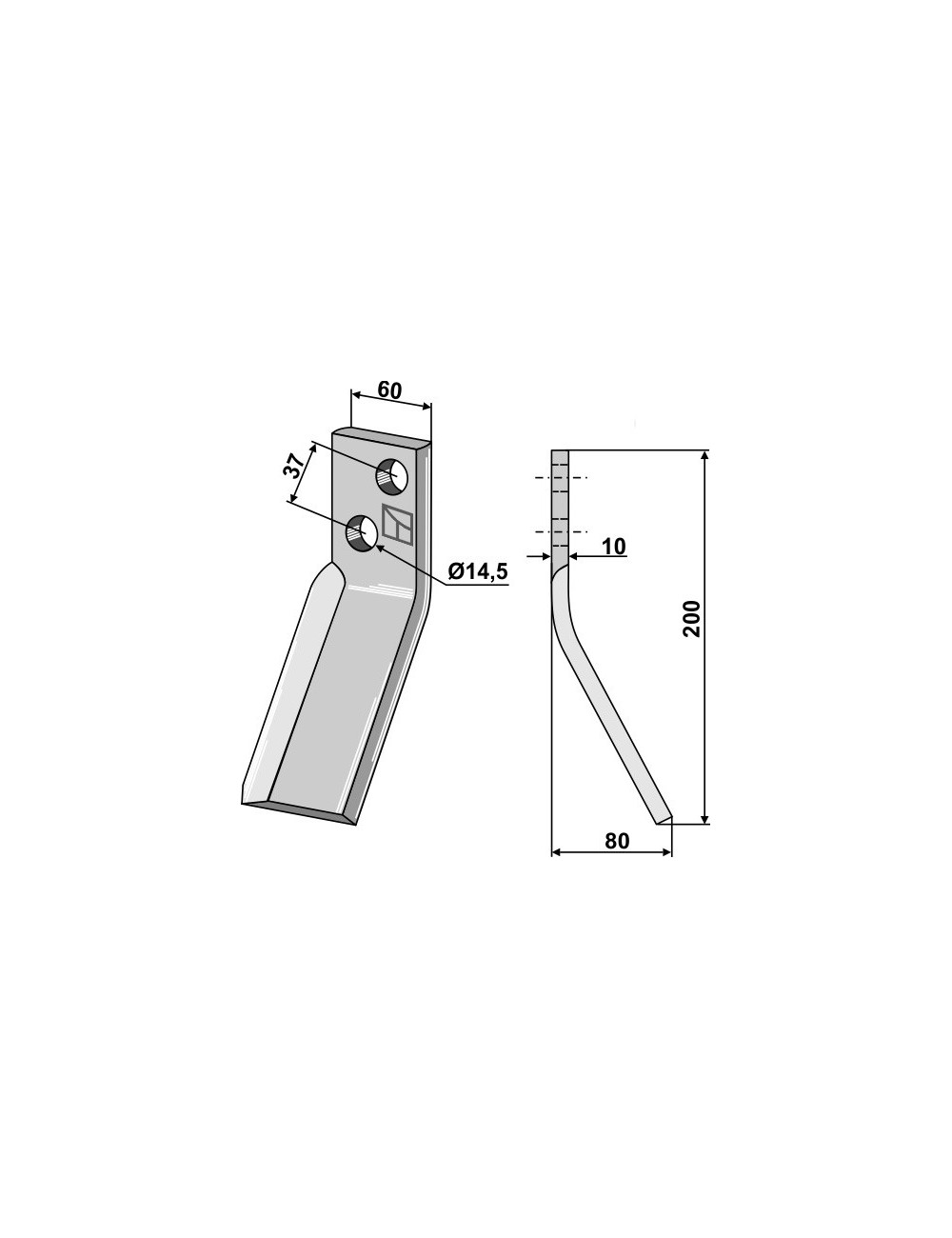 Dent rotative - modèle droit