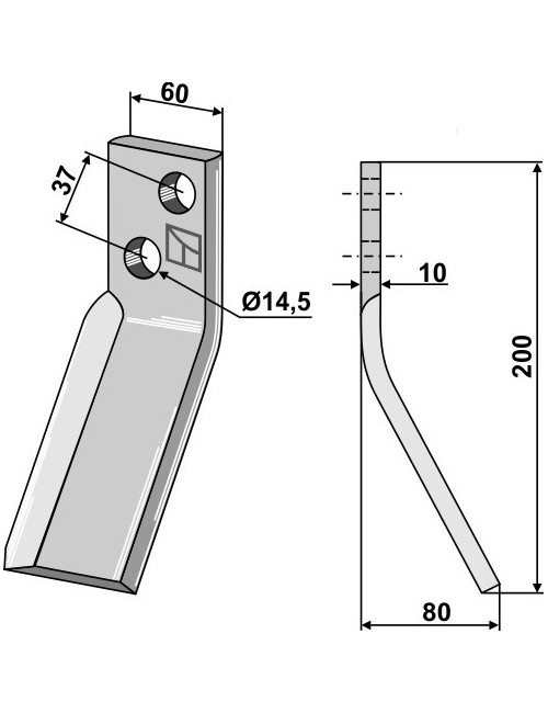 Dent rotative - modèle droit