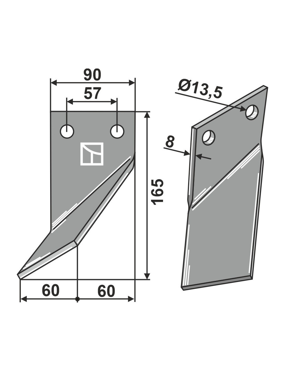 Dent rotative, modèle gauche