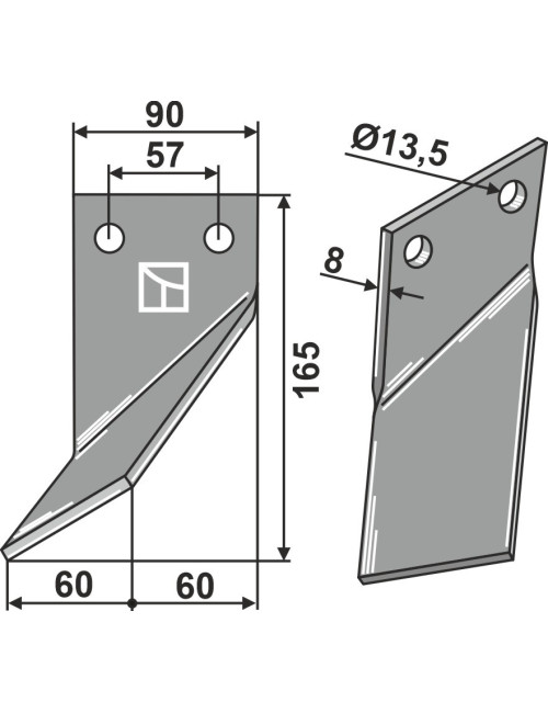 Dent rotative, modèle gauche