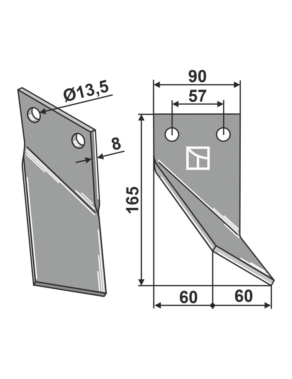 Dent rotative, modèle droit