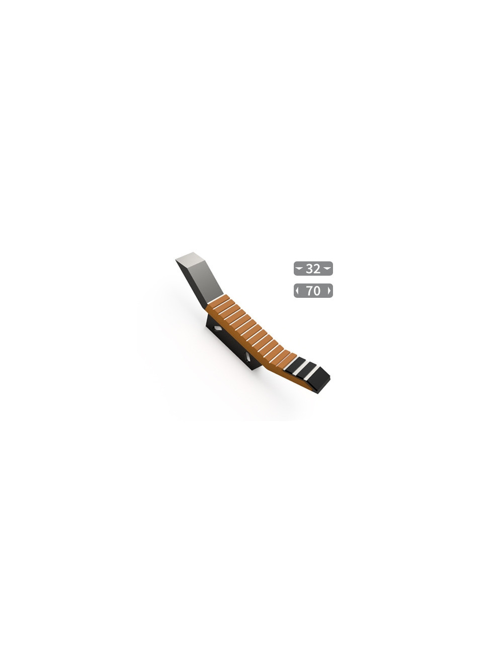 Sabot de décompacteur avec plaquettes carbure, plaquettes arrière et rechargement, écartement 32 mm.