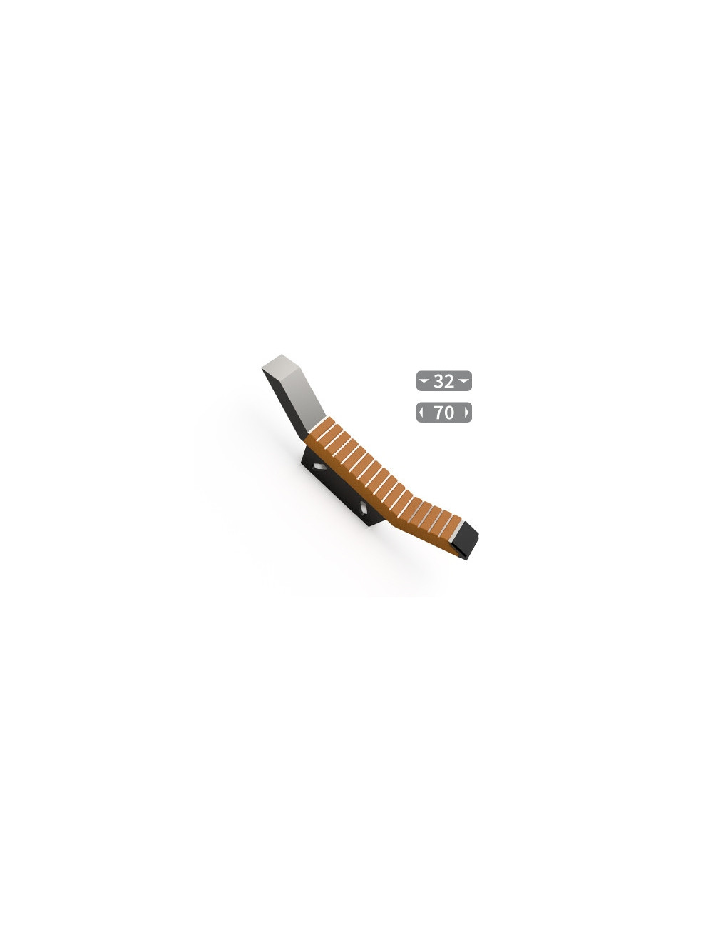 Sabot de décompacteur avec plaquettes carbure et rechargement, écartement 32 mm.