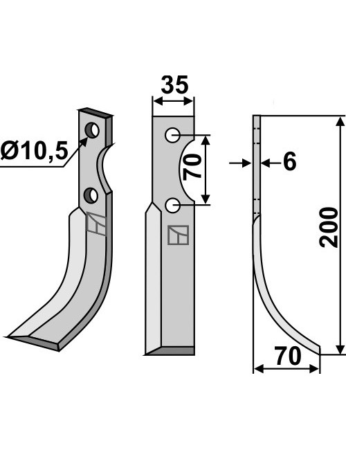 Couteau, modèle droit