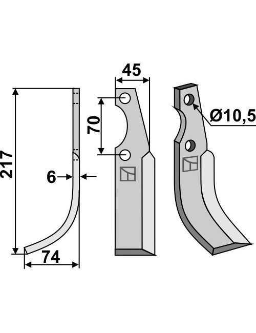 Couteau, modèle gauche